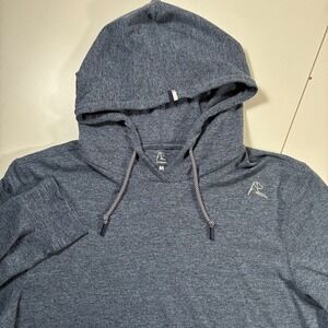 Rhoback Hesi Performance Hoodie Medium Blue Heathered Stretch Logo